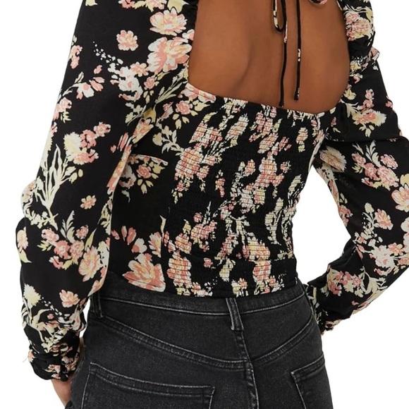 🆕 Free People Hilary Printed Top in Black Combo - Picture 4 of 14